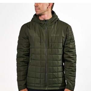 BURLEBO Men's Quilted Hooded Puffer Jacket in Olive